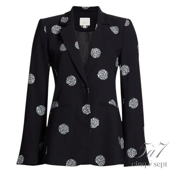 Cinq à Sept **NWT** Crystal Dot 'Karlie' Blazer in Black with Silver Rhinestones - Picture 8 of 16